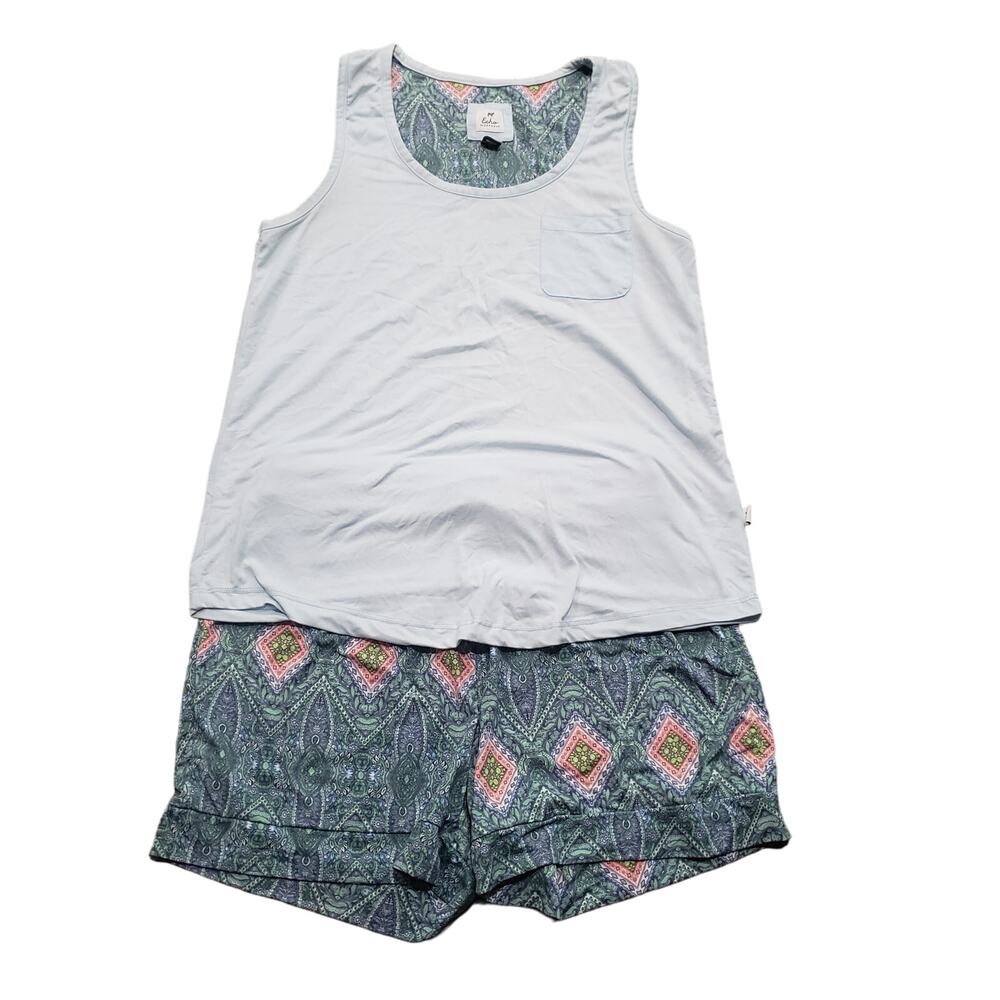Echo Sleepwear Sofia Diamond Tank Top & Elastic Waist Short Pajama Set